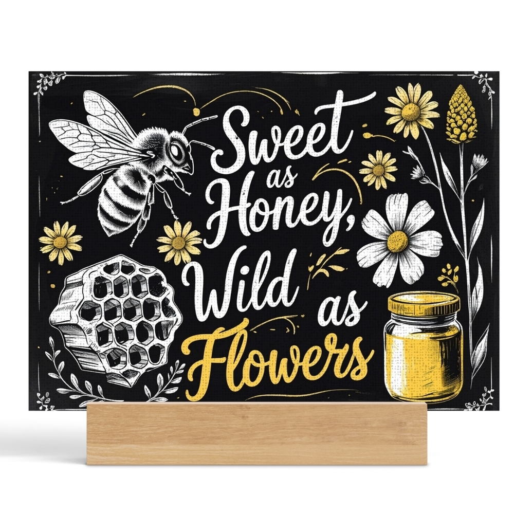 Bee and Honeycomb  Chalk Board Design Glass Cutting Board Size 11inx 8in - Picture 2 of 4
